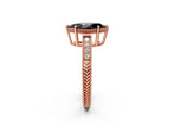 Rose gold Fancy Black Marquise Cut Cut Diamond Milgrain Pave Band Four-Prong Setting Ring_5