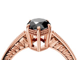 Rose gold Fancy Black Marquise Cut Cut Diamond Milgrain Pave Band Four-Prong Setting Ring_7