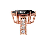 Rose gold Fancy Black Marquise Cut Cut Diamond Milgrain Pave Band Four-Prong Setting Ring_8