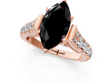 Rose gold Fancy Black Marquise Cut Cut Diamond Pavé Band Solitaire with Four-Prong Setting_1