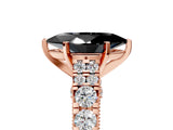 Rose gold Fancy Black Marquise Cut Cut Diamond Pavé Band Solitaire with Four-Prong Setting_5