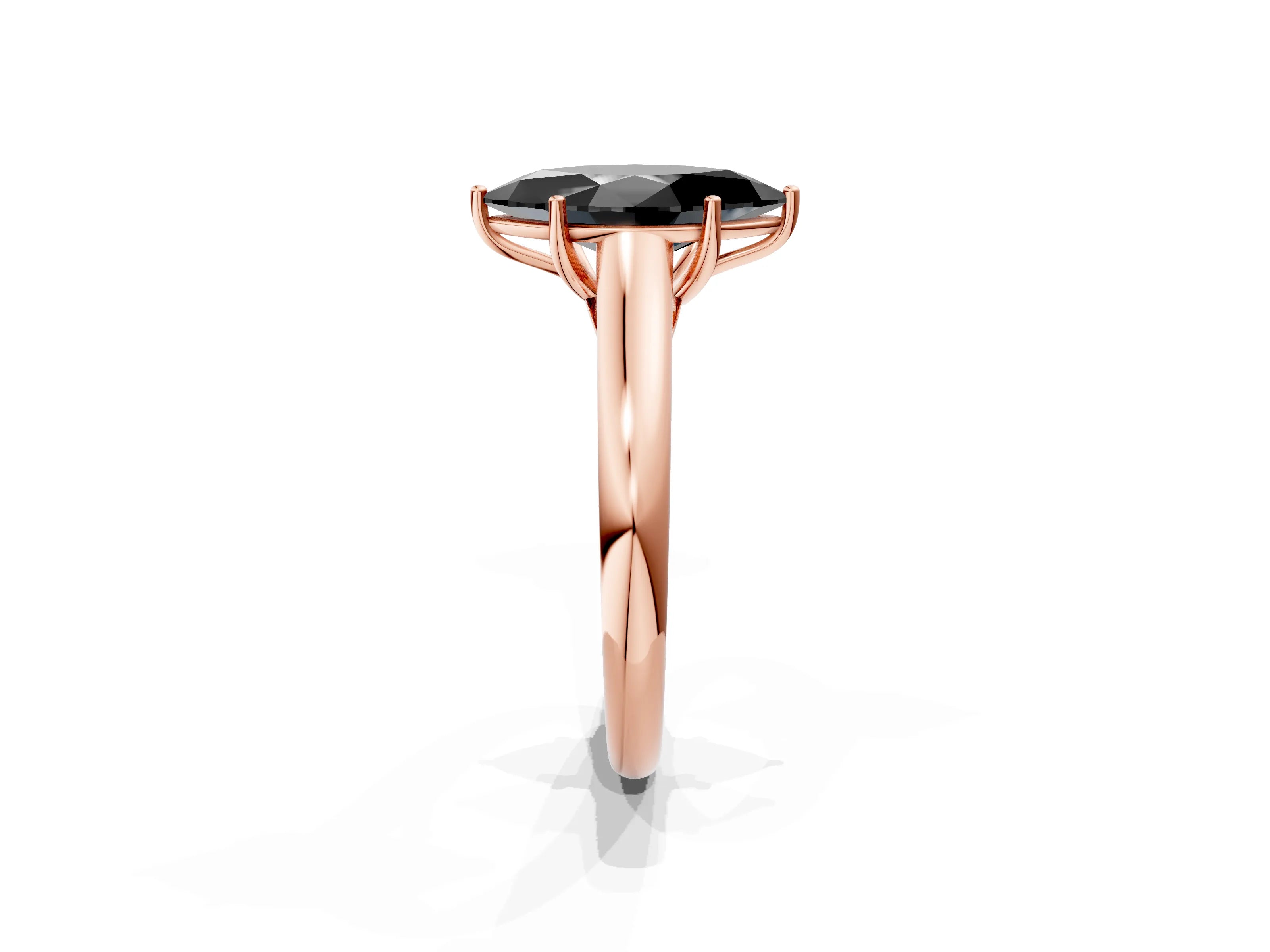 Rose gold Fancy Black Marquise Cut Cut Diamond Solitaire Engagement Ring with Tapered Plain Band and Four-Prong Setting_1