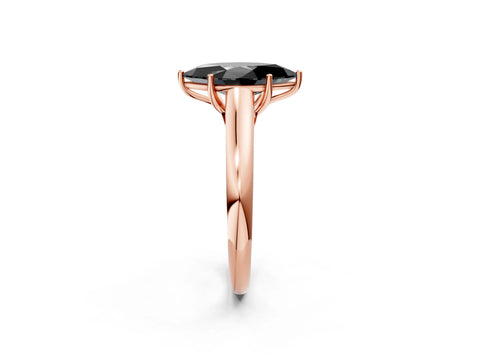 Rose gold Fancy Black Marquise Cut Cut Diamond Solitaire Engagement Ring with Tapered Plain Band and Four-Prong Setting_2