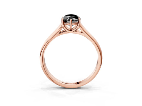Rose gold Fancy Black Marquise Cut Cut Diamond Solitaire Engagement Ring with Tapered Plain Band and Four-Prong Setting_3