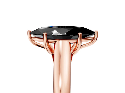 Rose gold Fancy Black Marquise Cut Cut Diamond Solitaire Engagement Ring with Tapered Plain Band and Four-Prong Setting_5