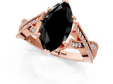 Rose gold Fancy Black Marquise Cut Cut Diamond Twisted Band with Milgrain Pave Setting and Four-Prong Setting_1