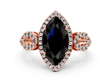 Rose gold Fancy Black Marquise Cut Cut Halo Diamond Infinity Band with Four-Prong Setting
