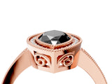 Rose gold Fancy Black Marquise Cut Cut Halo Pavé Diamond Ring_4