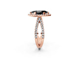Rose gold Fancy Black Marquise Cut Cut Halo Split Shank Pave Set Ring_2