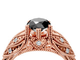 Rose gold Fancy Black Marquise Cut Cut Milgrain Pave Diamond Engagement Ring with Four-Prong Setting_7