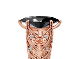 Rose gold Fancy Black Marquise Cut Cut Milgrain Pave Diamond Engagement Ring with Four-Prong Setting_8
