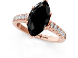 Rose gold Fancy Black Marquise Cut Cut Pavé Band Solitaire Ring with Four-Prong Setting_1