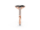 Rose gold Fancy Black Marquise Cut Cut Pavé Band Solitaire Ring with Four-Prong Setting_2