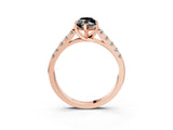 Rose gold Fancy Black Marquise Cut Cut Pavé Band Solitaire Ring with Four-Prong Setting_3