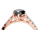 Rose gold Fancy Black Marquise Cut Cut Pavé Band Solitaire Ring with Four-Prong Setting_4