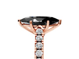 Rose gold Fancy Black Marquise Cut Cut Pavé Band Solitaire Ring with Four-Prong Setting_5