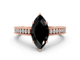 Rose gold Fancy Black Marquise Cut Cut Pave Band Milgrain Solitaire Ring_22