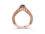 Rose gold Fancy Black Marquise Cut Cut Pave Band Milgrain Solitaire Ring_25