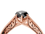 Rose gold Fancy Black Marquise Cut Cut Pave Band Milgrain Solitaire Ring_26