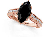 Rose gold Fancy Black Marquise Cut Cut Pave Band Milgrain Solitaire Ring_8