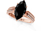Rose gold Fancy Black Marquise Cut Cut Pave Split Shank Engagement Ring with Four-Prong Setting_1