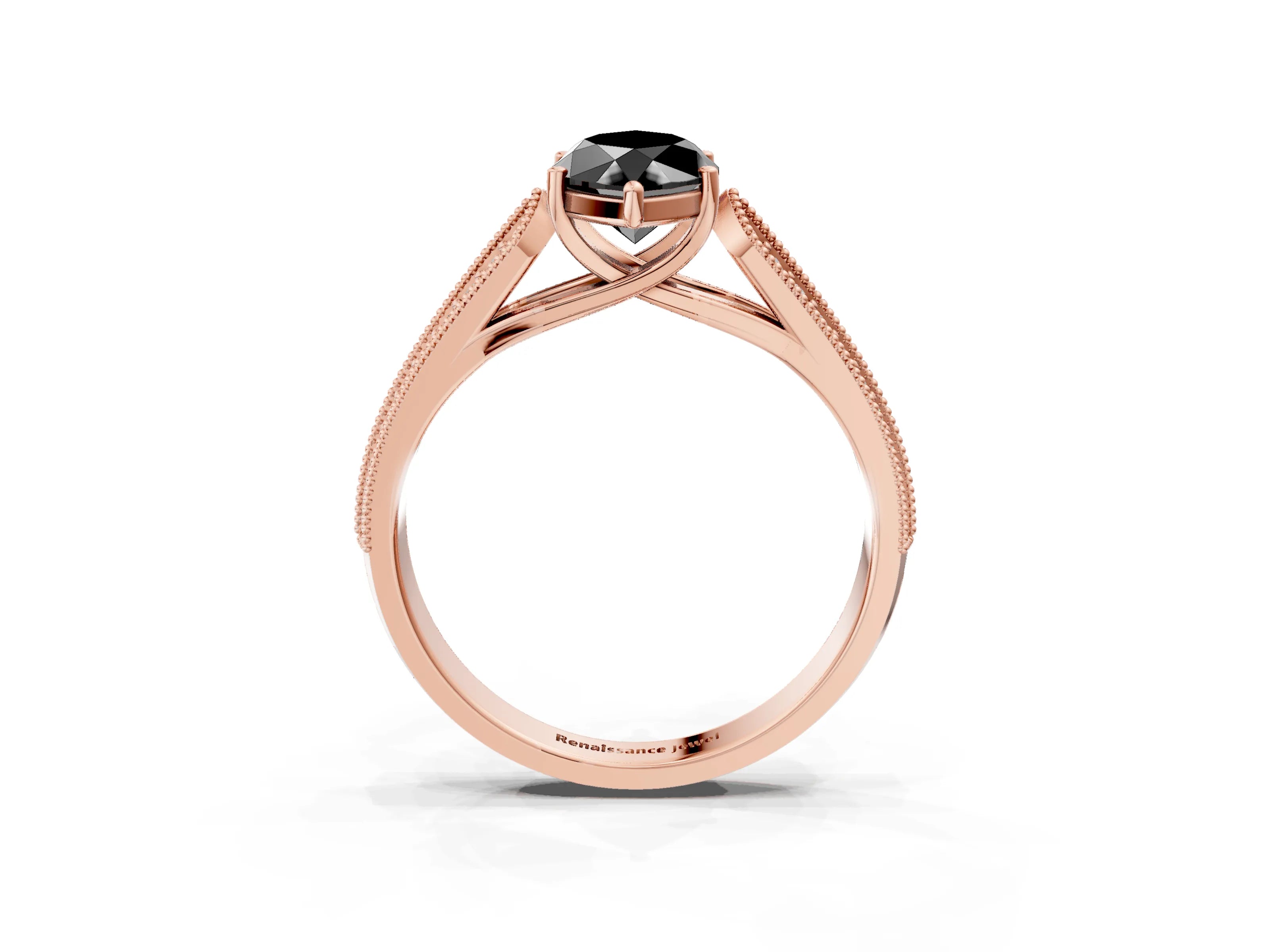 Rose gold Fancy Black Marquise Cut Cut Pave Split Shank Engagement Ring with Four-Prong Setting_3