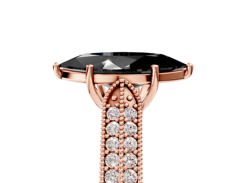 Rose gold Fancy Black Marquise Cut Cut Pave Split Shank Engagement Ring with Four-Prong Setting_5