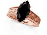 Rose gold Fancy Black Marquise Cut Cut Solitaire Engraved Band with Four-Prong Setting_1