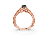 Rose gold Fancy Black Marquise Cut Cut Solitaire Engraved Band with Four-Prong Setting_3