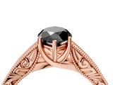 Rose gold Fancy Black Marquise Cut Cut Solitaire Engraved Band with Four-Prong Setting_4