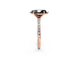 Rose gold Fancy Black Marquise Cut Diamond Brilliant Solitaire Ring with Pavé Band and Four-Prong Setting_2