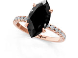 Rose gold Fancy Black Marquise Cut Diamond Brilliant Solitaire Ring with Pavé Band and Four-Prong Setting_25