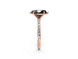 Rose gold Fancy Black Marquise Cut Diamond Brilliant Solitaire Ring with Pavé Band and Four-Prong Setting_26