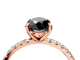 Rose gold Fancy Black Marquise Cut Diamond Brilliant Solitaire Ring with Pavé Band and Four-Prong Setting_28