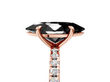 Rose gold Fancy Black Marquise Cut Diamond Brilliant Solitaire Ring with Pavé Band and Four-Prong Setting_29