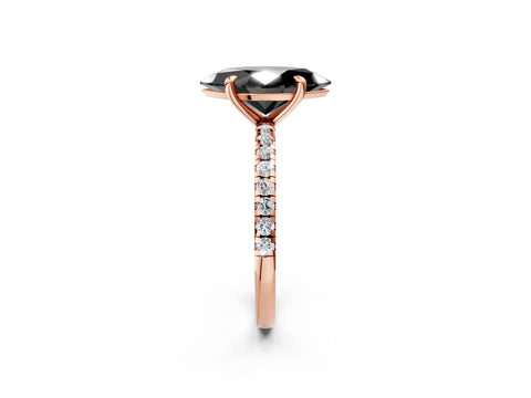 Rose gold Fancy Black Marquise Cut Diamond Brilliant Solitaire Ring with Pavé Band and Four-Prong Setting_2