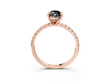Rose gold Fancy Black Marquise Cut Diamond Brilliant Solitaire Ring with Pavé Band and Four-Prong Setting_3