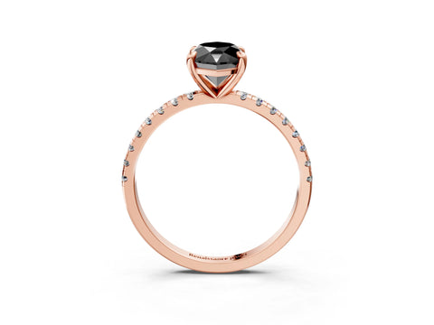 Rose gold Fancy Black Marquise Cut Diamond Brilliant Solitaire Ring with Pavé Band and Four-Prong Setting_3