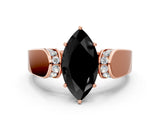 Rose gold Fancy Black Marquise Cut Diamond Channel Set Solitaire Ring with Four-Prong Setting_12