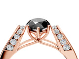 Rose gold Fancy Black Marquise Cut Diamond Channel Set Solitaire Ring with Four-Prong Setting_16