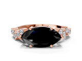Rose gold Fancy Black Marquise Cut Diamond Cluster Pavé Band with Four-Prong Setting_12