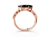 Rose gold Fancy Black Marquise Cut Diamond Cluster Pavé Band with Four-Prong Setting_15