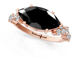 Rose gold Fancy Black Marquise Cut Diamond Cluster Pavé Band with Four-Prong Setting_4