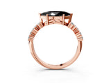Rose gold Fancy Black Marquise Cut Diamond Cluster Pavé Band with Four-Prong Setting_6