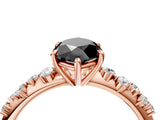 Rose gold Fancy Black Marquise Cut Diamond Cluster Side Stone Solitaire Ring with Prong Setting_28