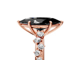 Rose gold Fancy Black Marquise Cut Diamond Cluster Side Stone Solitaire Ring with Prong Setting_29