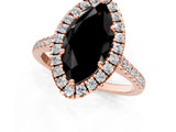 Rose gold Fancy Black Marquise Cut Diamond Cushion Halo Ring with Pavé Band_1