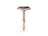 Rose gold Fancy Black Marquise Cut Diamond Cushion Halo Ring with Pavé Band_2