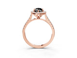 Rose gold Fancy Black Marquise Cut Diamond Cushion Halo Ring with Pavé Band_3