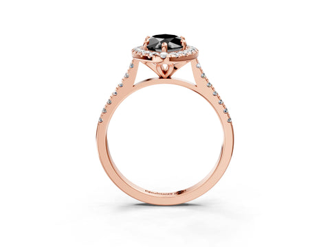 Rose gold Fancy Black Marquise Cut Diamond Cushion Halo Ring with Pavé Band_3